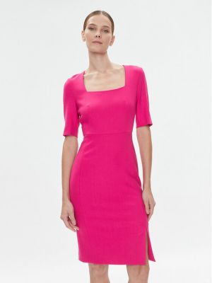Slim fit koktejlové šaty Boss růžové