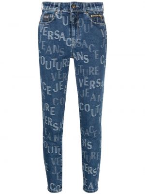 Дънки с принт Versace Jeans Couture синьо