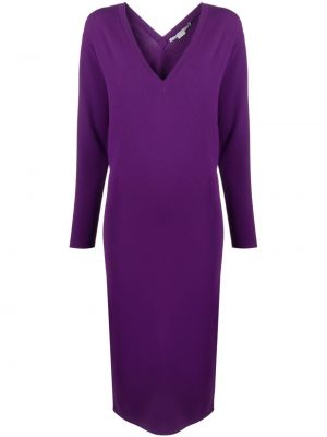 Pletena midi obleka z v-izrezom Stella Mccartney vijolična