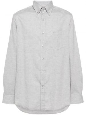 Bavlnená košeľa s výšivkou Paul & Shark sivá