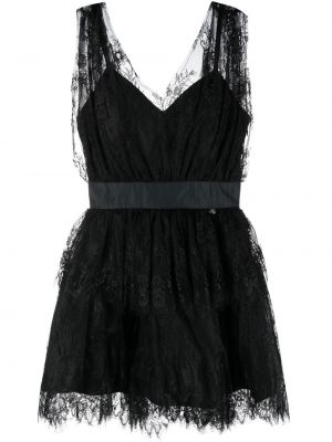 Кружевное ажурное платье с V-образным вырезом Liu Jo, черное