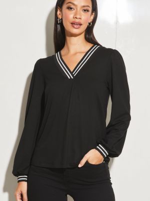 Черная кружевная блузка с длинным рукавом Lipsy
