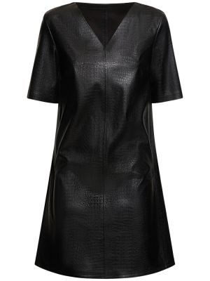 Mini vestido de cuero de cuero sintético Max Mara negro