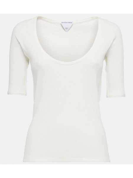 Top di cotone in jersey Bottega Veneta bianco