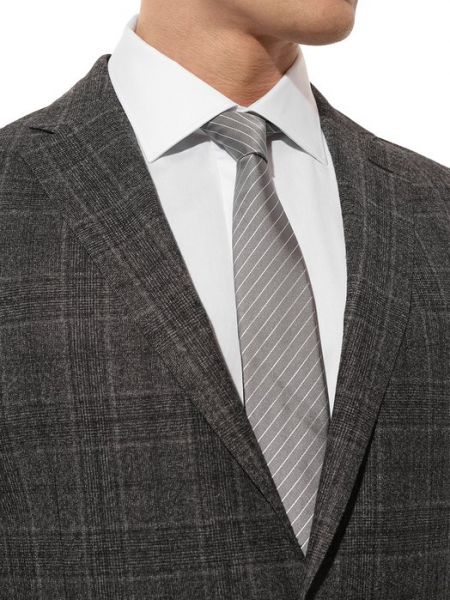 Шелковый галстук Emporio Armani серый