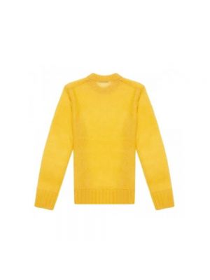 Dzianinowy sweter z okrągłym dekoltem Acne Studios żółty