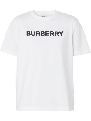 T-shirt en coton à imprimé Burberry blanc