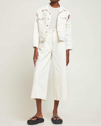 Voľné bavlnené džínsy s vysokým pásom Mm6 Maison Margiela biela