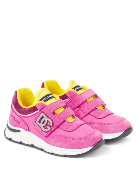 Semsket skinn sneakers for jenter Dolce&gabbana Kids rosa