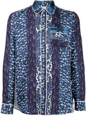 Копринена риза с принт Pierre-louis Mascia синьо