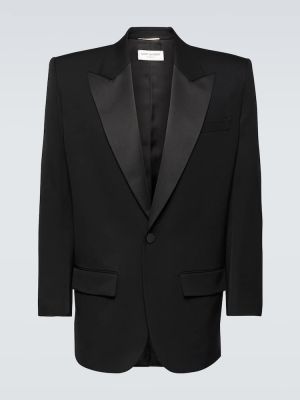 Volnena ukrojena obleka Saint Laurent črna
