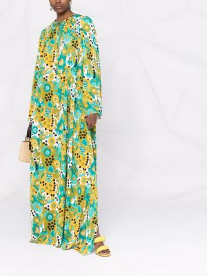Květinové večerní šaty s potiskem Dolce & Gabbana žluté