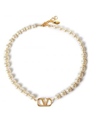 Collier avec perles Valentino Garavani blanc