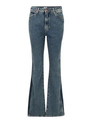 Bavlnené bootcut džínsy s vysokým pásom na zips Wrangler - modrá
