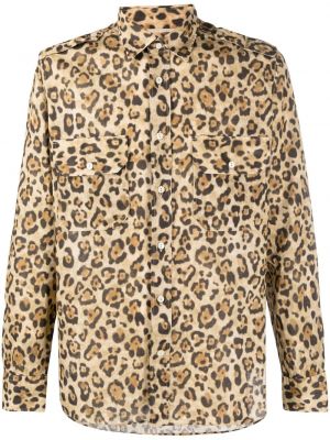 Leopardí košile s potiskem Tintoria Mattei hnědá