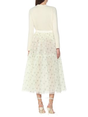 Kvetinová hodvábna midi sukňa Brock Collection biela