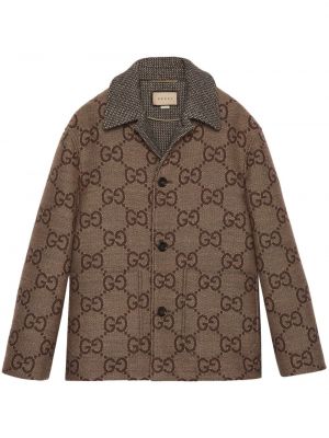 Jacquard vunena jakna Gucci smeđa