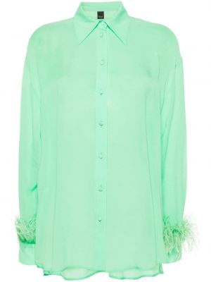 Krepová košeľa s perím Pinko zelená