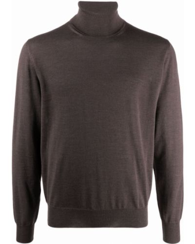 Jersey de lana merino de cuello vuelto de tela jersey Canali marrón