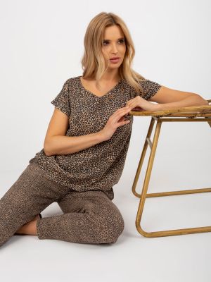Bluză din viscoză cu model leopard Fashionhunters maro