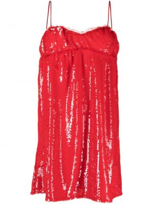 Αμάνικη κοκτέιλ φόρεμα Ganni κόκκινο