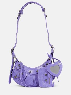 Usnjena torbica za čez ramo Balenciaga vijolična