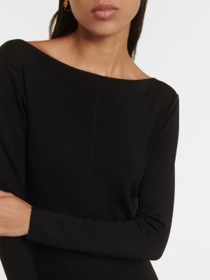 Vestido largo de lana Saint Laurent negro
