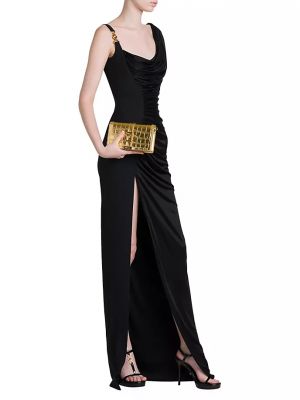 Платье с драпировкой Versace черное