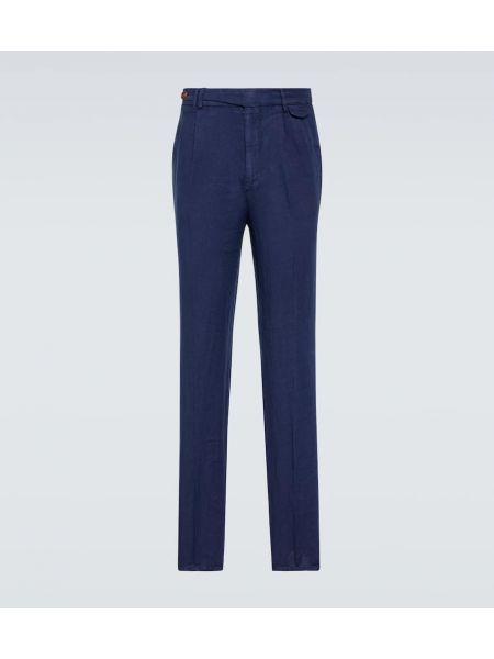 Pantalones chinos de lino Brunello Cucinelli azul