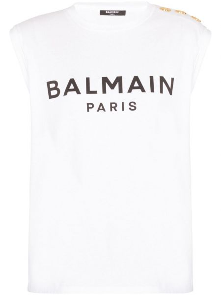 Koszulka bawełniana z nadrukiem Balmain