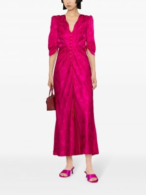 Robe de soirée à fleurs en jacquard Saloni rose
