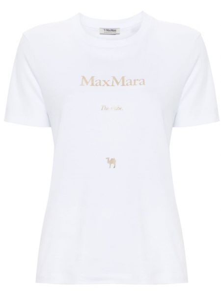 Koszulka z nadrukiem S Max Mara biała