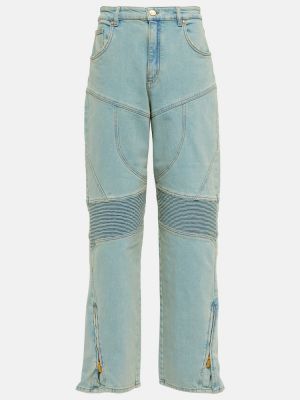 Laia lõikega kõrge vöökohaga teksapüksid Blumarine sinine