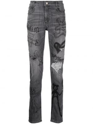 Jeans skinny con stampa Domrebel nero