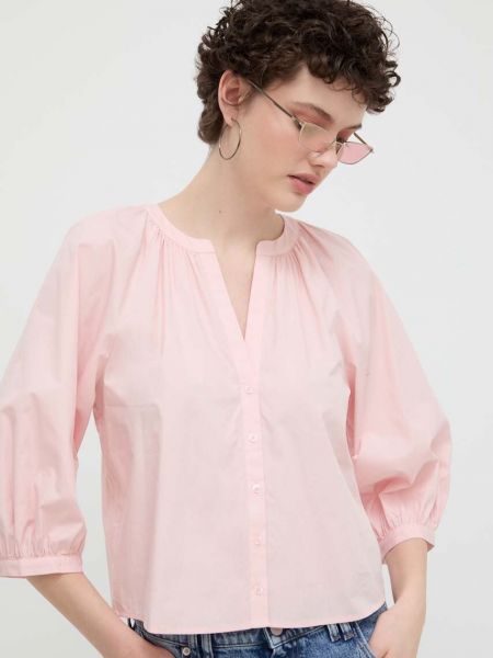 Koszula bawełniana Desigual różowa