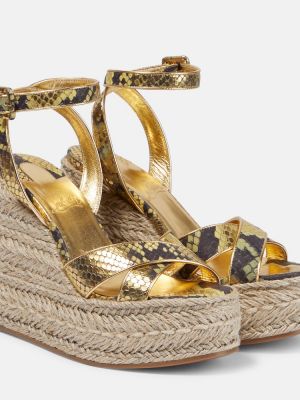 Usnjene nizki čevlji s potiskom s kačjim vzorcem Christian Louboutin zlata