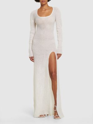 Moherowa sukienka długa Jacquemus biała