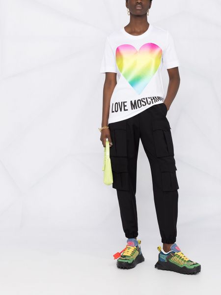 Camiseta con estampado con corazón Love Moschino blanco