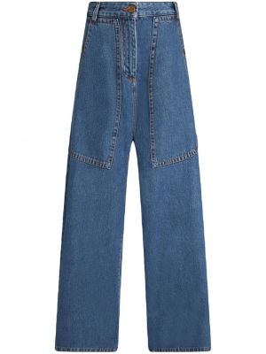 Voľné džínsy s výšivkou Etro modrá