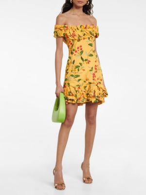 Bombažna obleka s cvetličnim vzorcem Agua By Agua Bendita oranžna