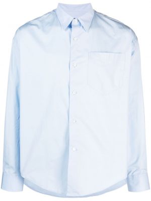 Camicia ricamata di cotone Ami Paris blu
