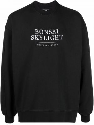 Trykt bomull sweatshirt Bonsai svart