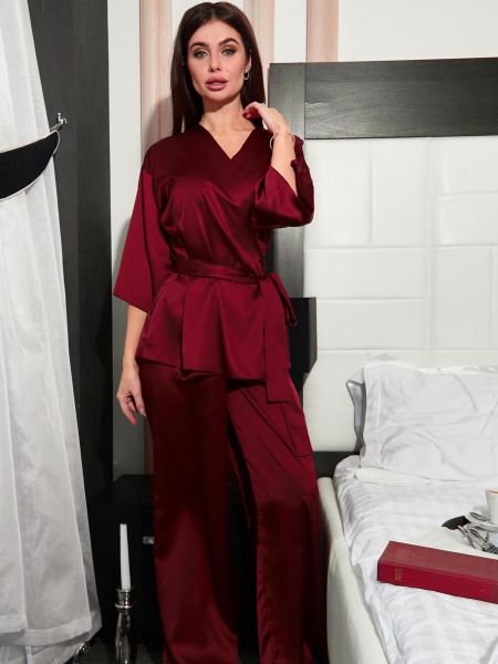 Пижама из вискозы Jadone Fashion бордовая