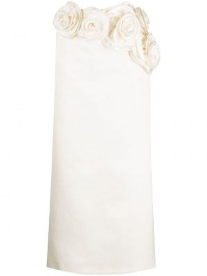 Svilena midi suknja s cvjetnim printom Magda Butrym bijela