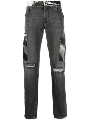 Zerrissene bootcut jeans ausgestellt mit camouflage-print Dolce & Gabbana schwarz