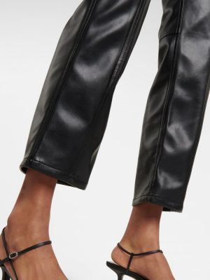 Kožené nohavice s vysokým pásom z ekologickej kože Simkhai čierna