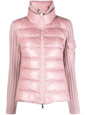 Pletená péřová bunda Moncler růžová