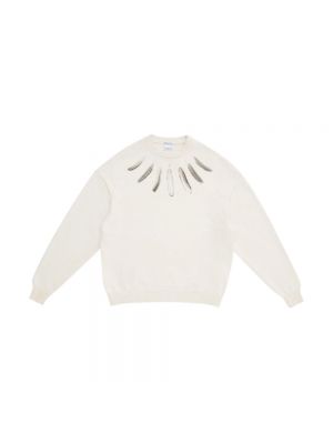 Pullover mit federn mit print mit rundem ausschnitt Marcelo Burlon weiß