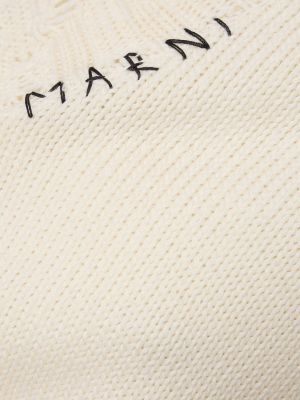 Medvilninis megztinis su nubrozdinimais Marni balta