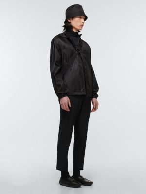 Svilena jakna s kapuljačom Prada crna